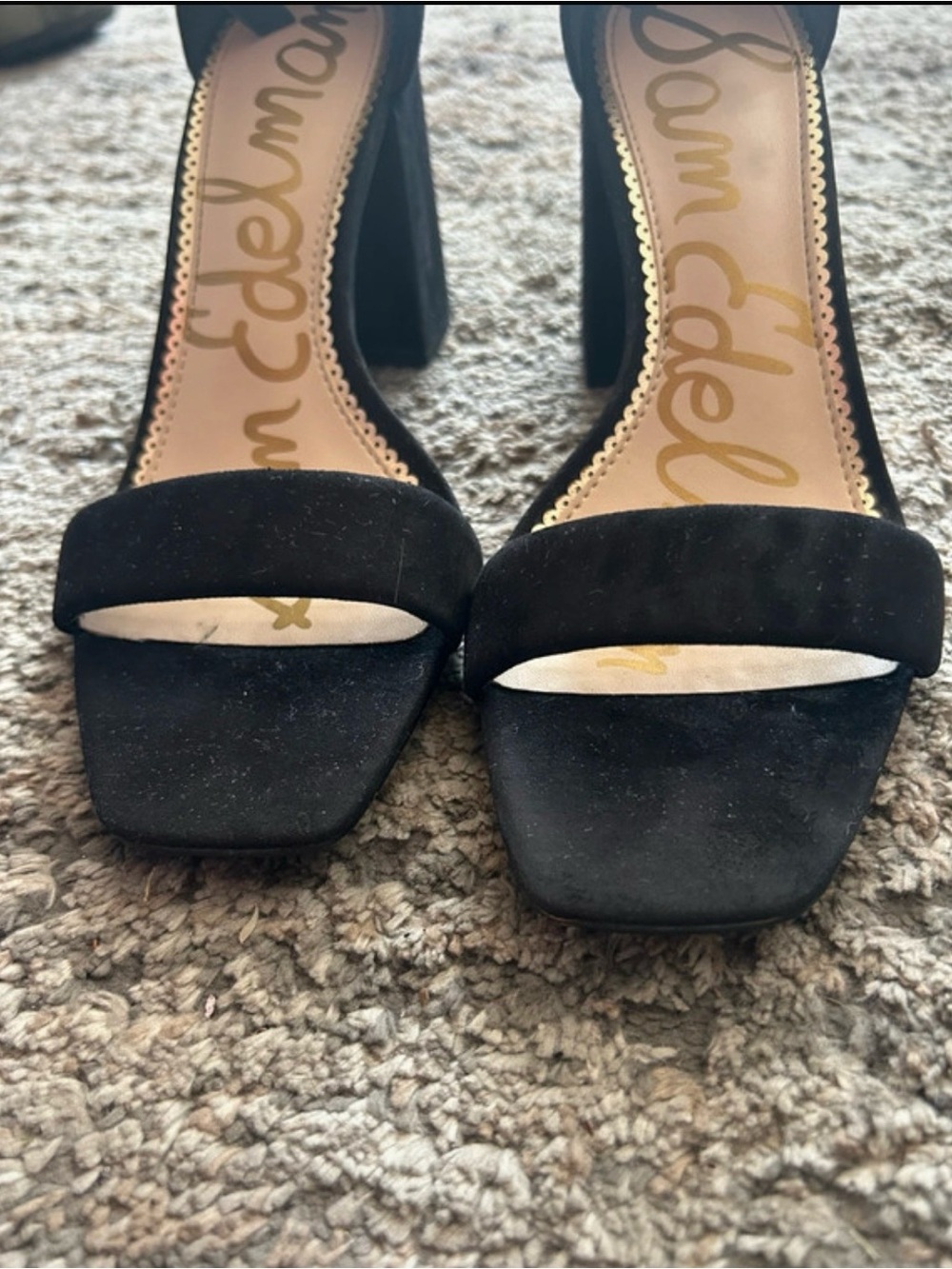 Sam Edelman Black Suede Ankle-Strap Block Heels - Picture 4 of 5